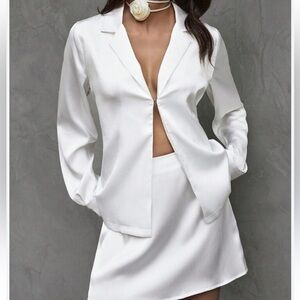 NWOT Satin White Collared Blouse